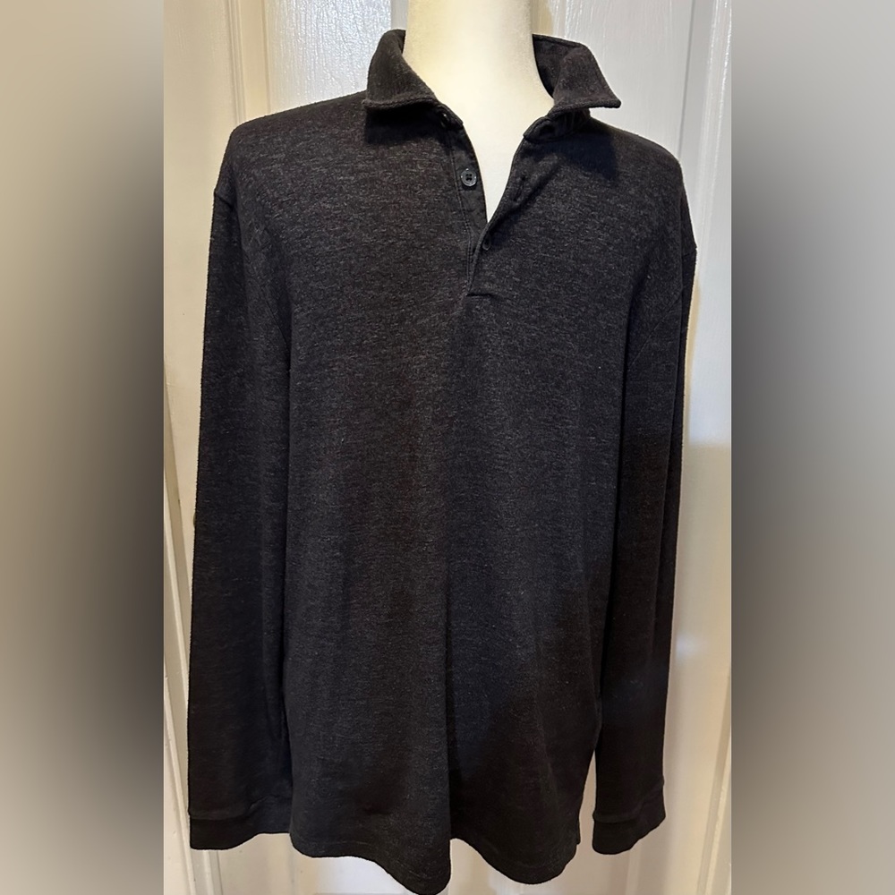 Marc Anthony Sweater Gray Knit Long Sleeve Pointed Collar Size Slim Fit Medium
